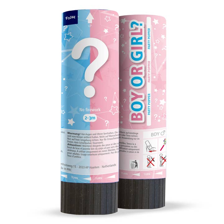 Konfetti-Kanone Gender Reveal – 15 cm für den Großhandel von Folat BV