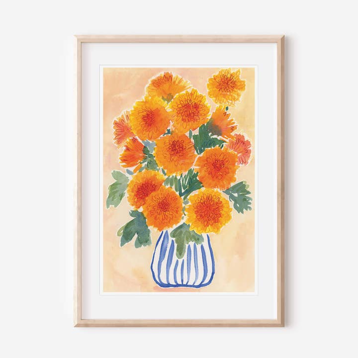Jenny Vellacott - Wholesale Art Print - Flower Art Print Floral Painting Chrysanthemum Flowers