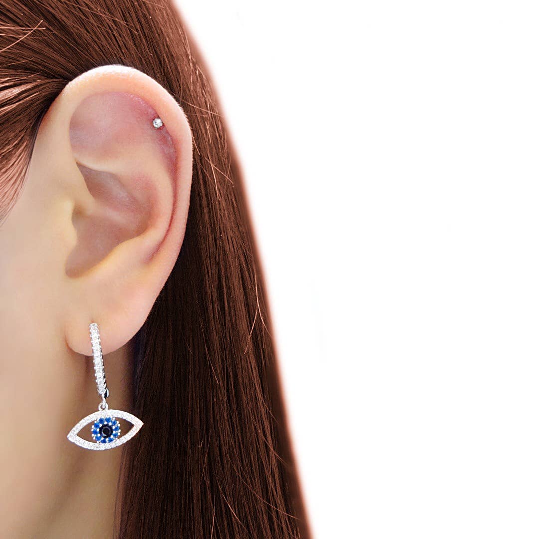 KIKICHIC - Wholesale Hoop Earrings - CZ Blue Evil Eye Hoop Earrings2