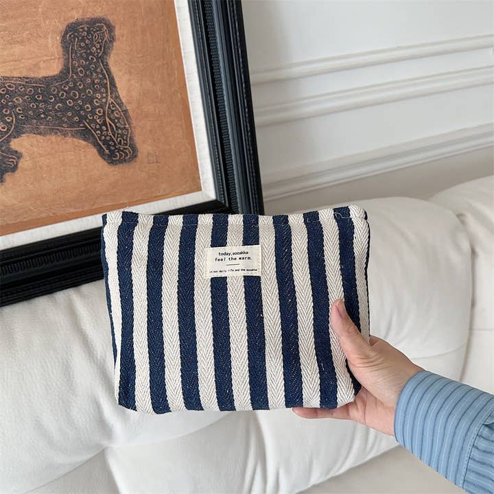 Dipped Shop - Wholesale Makeup/Cosmetic Bag - Striped Color Block Simple Make Up Bag DP25A565