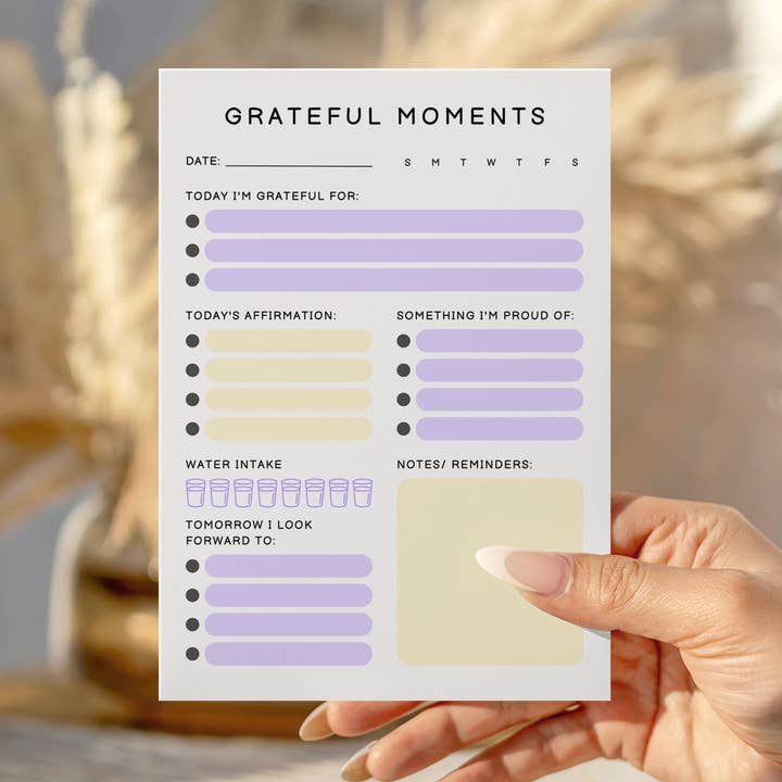 Grateful Moments Notepad lilac for wholesale by Peachi Lane