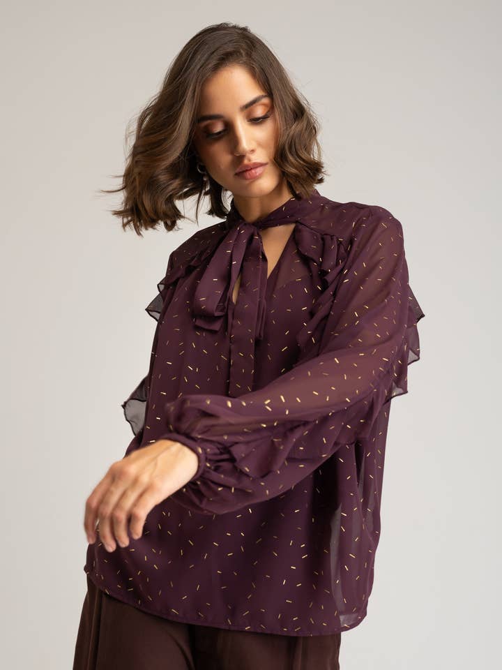 NIZA - Wholesale Blouse - Women's - Eggplant lace camisole Tessala0