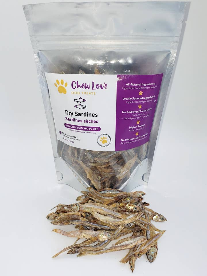Chew Love Dry Sardines - Single Ingredient for wholesale by Chew Love Dog Treats