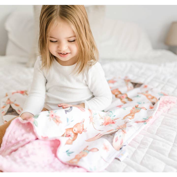 Honey Lemonade - Wholesale Bedding Blanket - Kids & Baby - Baby & Toddler Minky Blanket - Woodland Tribe Pink