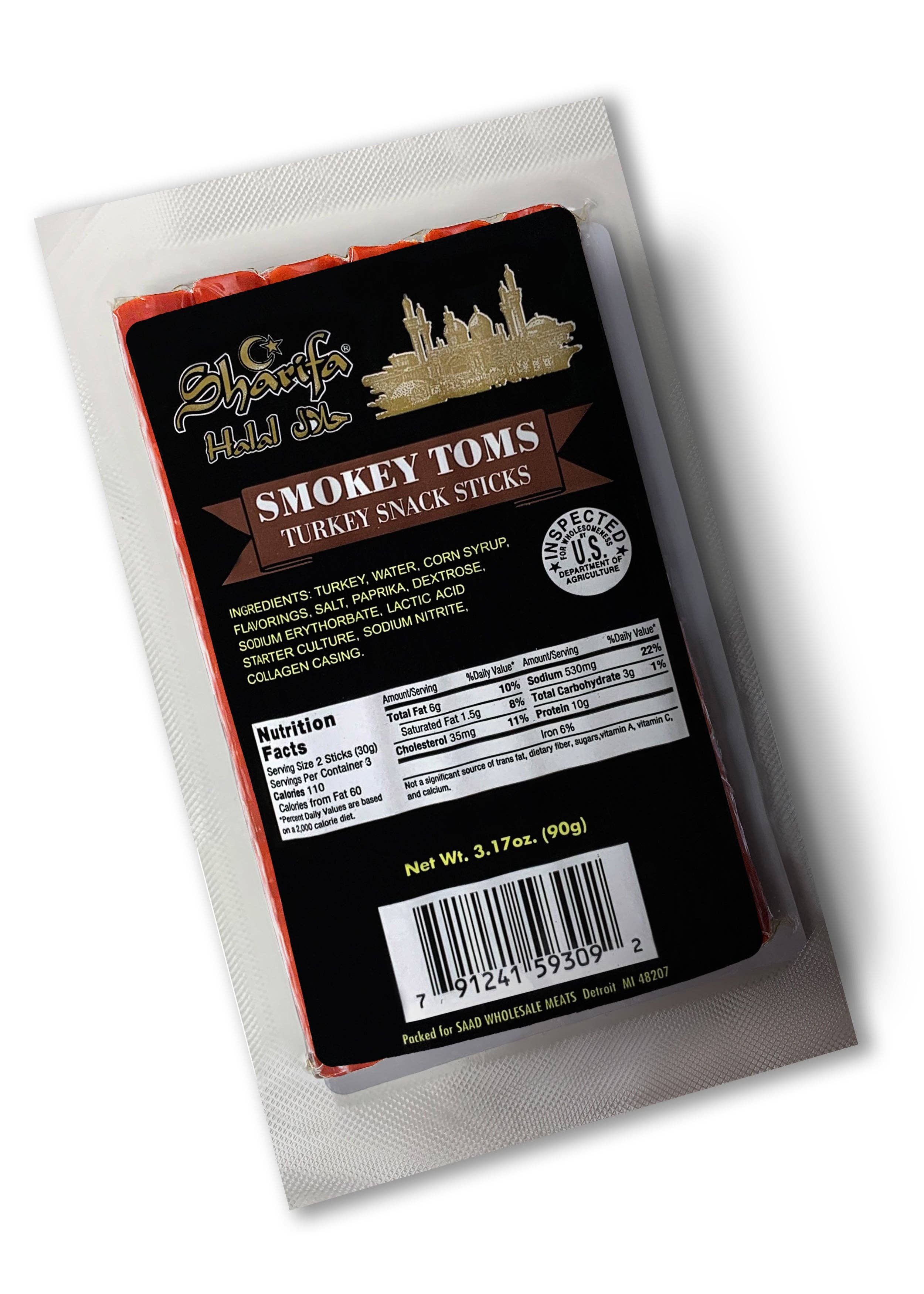Sharifa Halal Snacks - Wholesale Jerky - Sharifa Halal Smokey Toms Turkey Snack Sticks (25 total)3