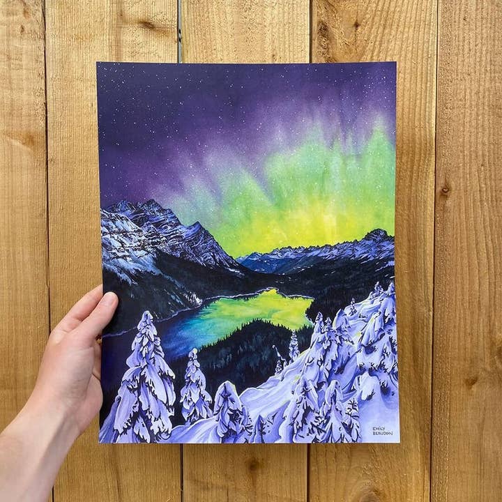 Peyto Lake Aurora 11x14" Afdruk - Artikel voor wholesale door Emily Beaudoin Art