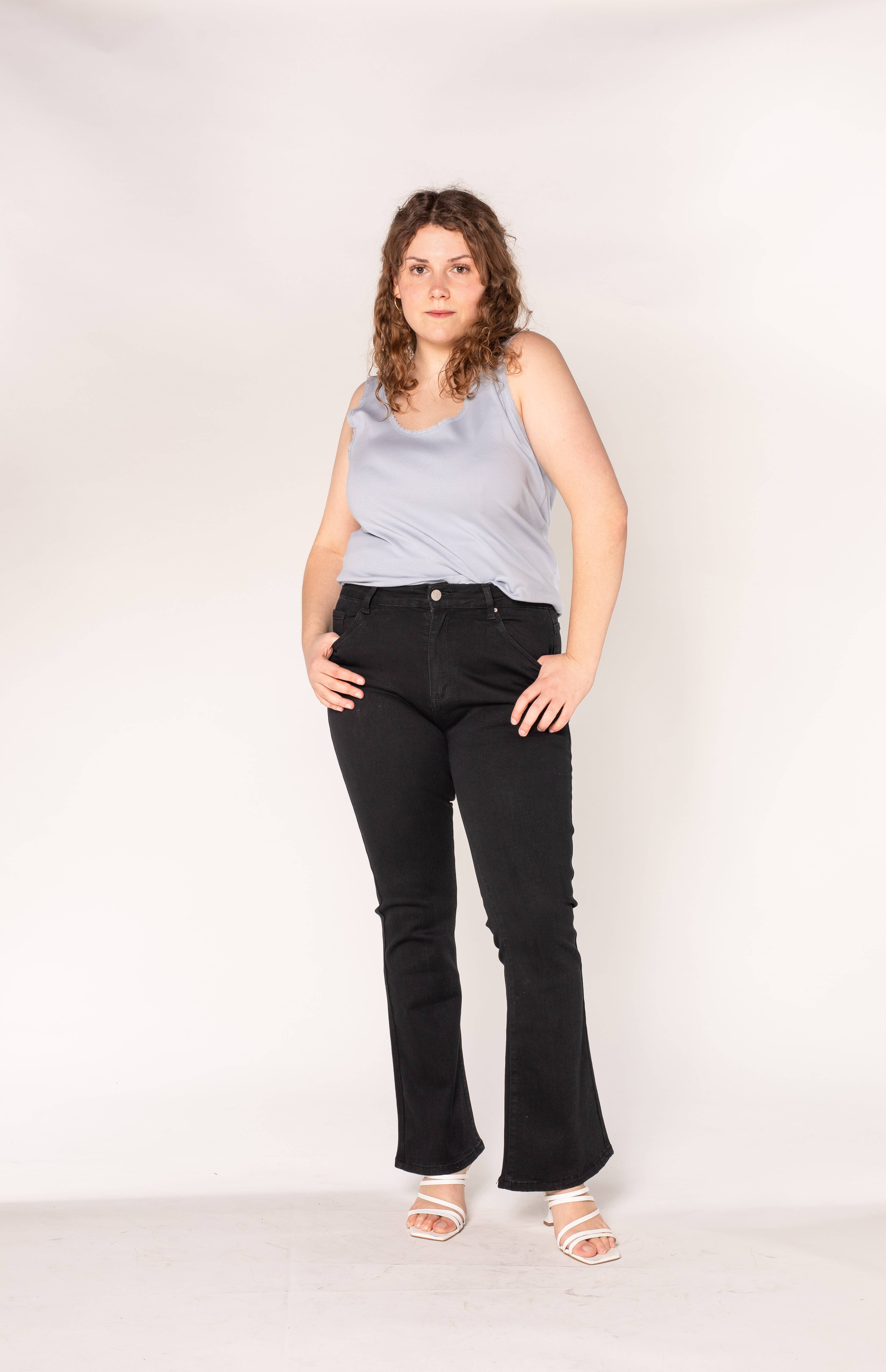 Nina Carter - Vendita all'ingrosso Jeans - Donna - Jeans a zampa elasticizzati vita alta per curve taglie comode (P201)4