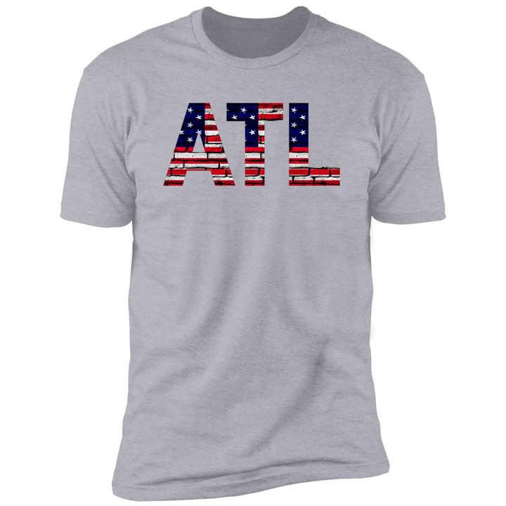 Atlanta US Flag Bricky Letters Premium Unisex T-shirt för wholesale av VivaCity Gear