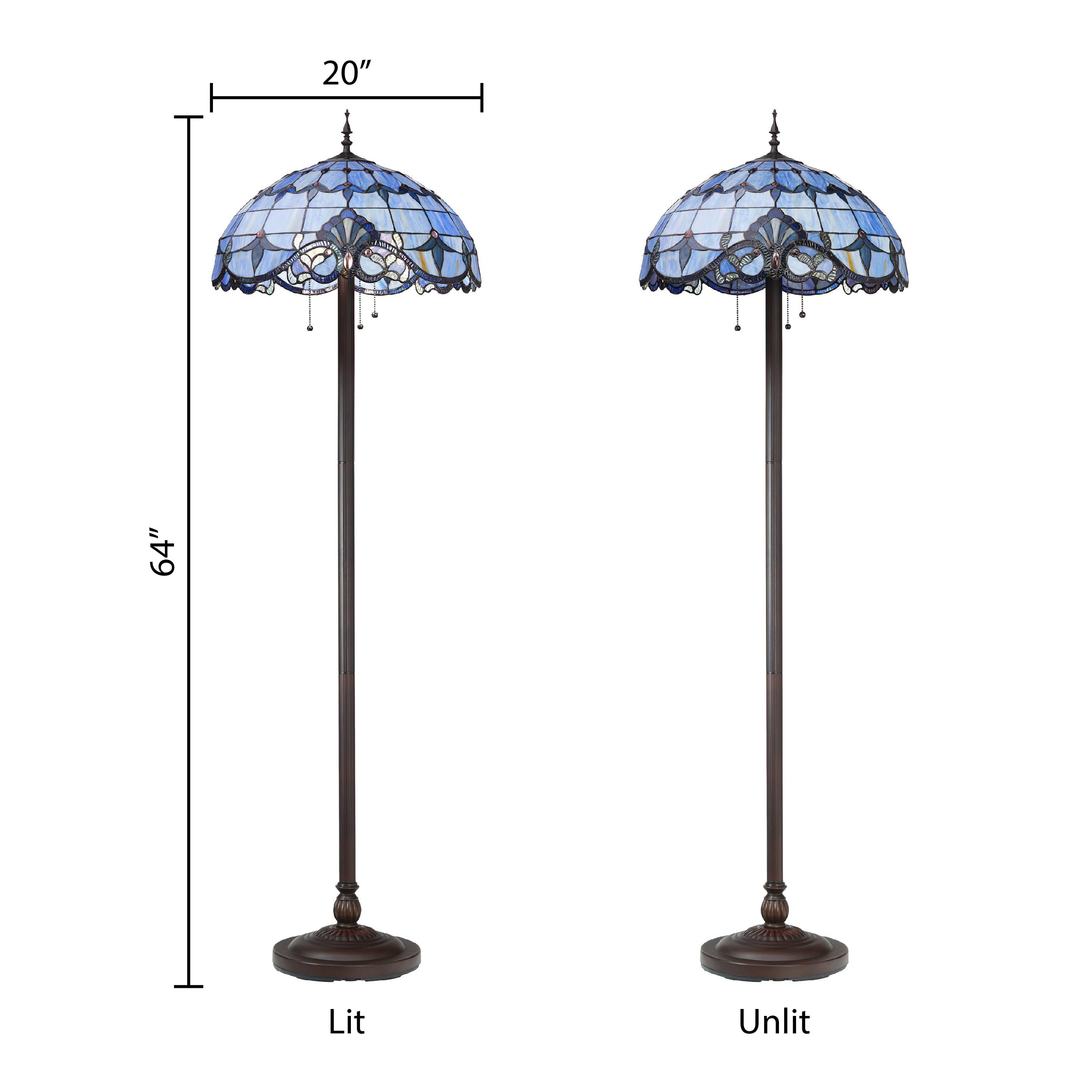 River of Goods - Wholesale Floor Lamp - 64"H Allistar Stained Glass Bowl Candlestick Floor Lamp2
