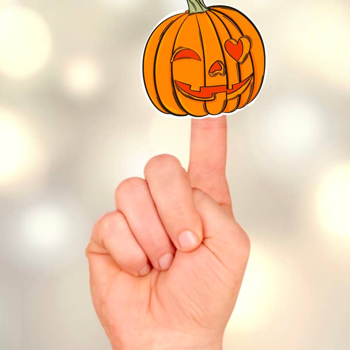 on the Bayou - Wholesale Sticker - Fall and Halloween winky cute pumpkin waterproof sticker1