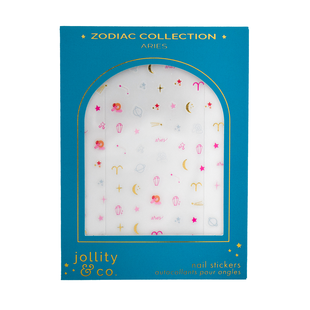 Jollity & Co. + Daydream Society – Arte/decalque de unhas por atacado – Autocolantes para Unhas do Zodíaco Áries0