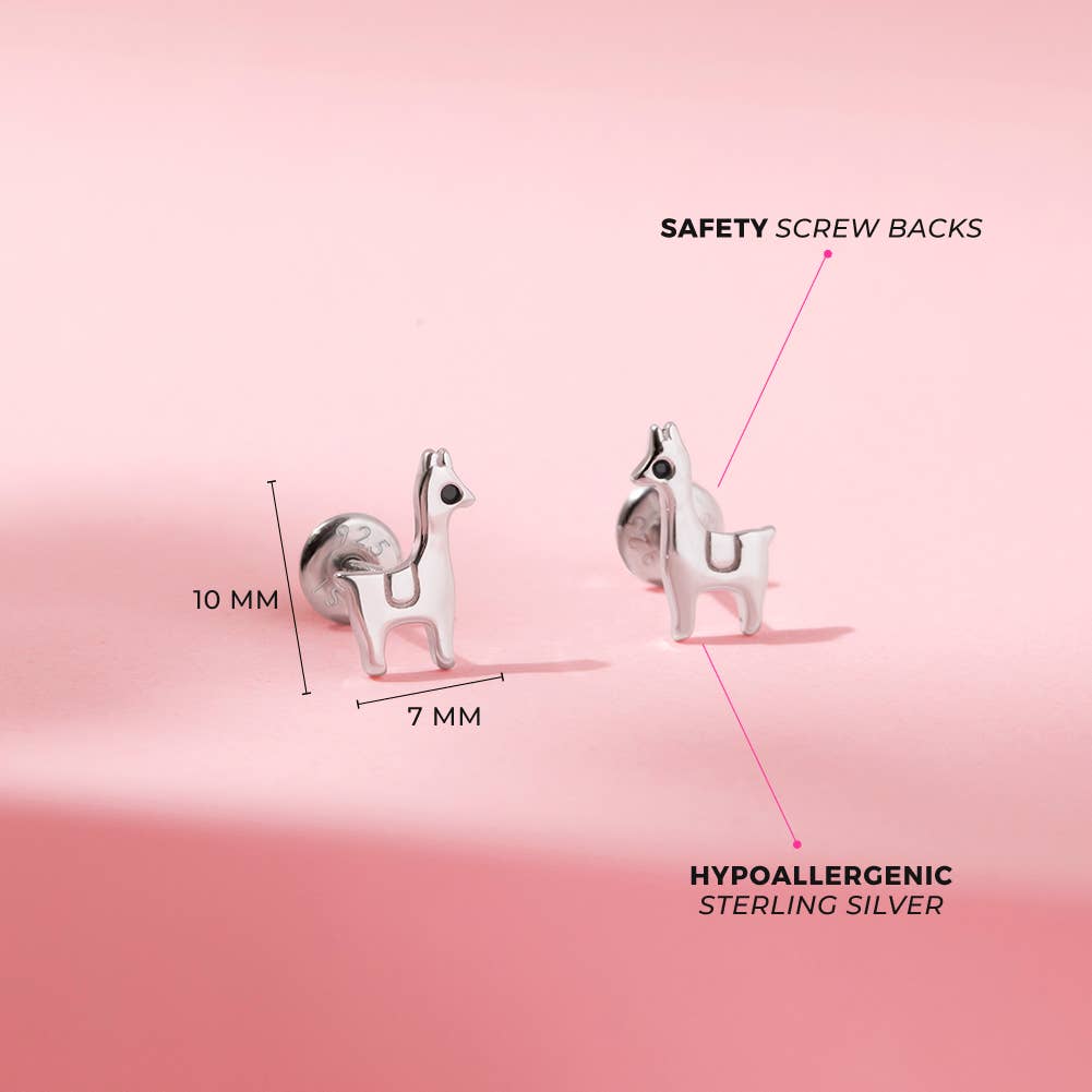 In Season Jewelry - Wholesale Earrings - Kids - Prancing Llama Girls Earrings - Sterling Silver3