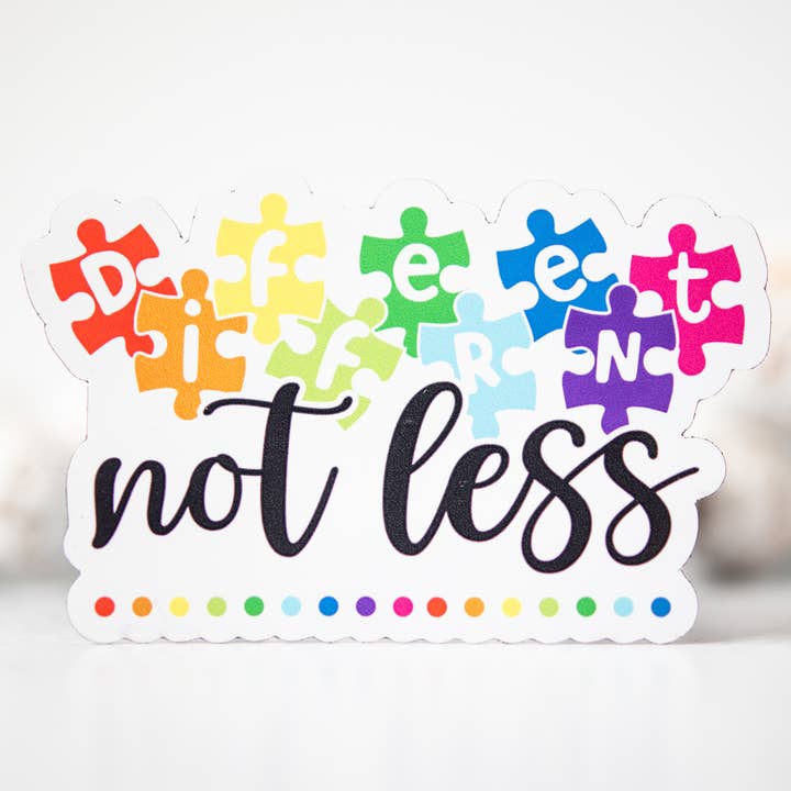 Different Not Less, Autism Awareness 3"x3" Magnet for wholesale by Savannah and James Co