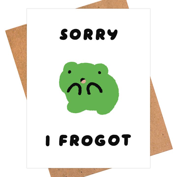 iej studio - Wholesale Birthday Card - Funny Belated Birthday Card - Hilarious Frog Pun Apology