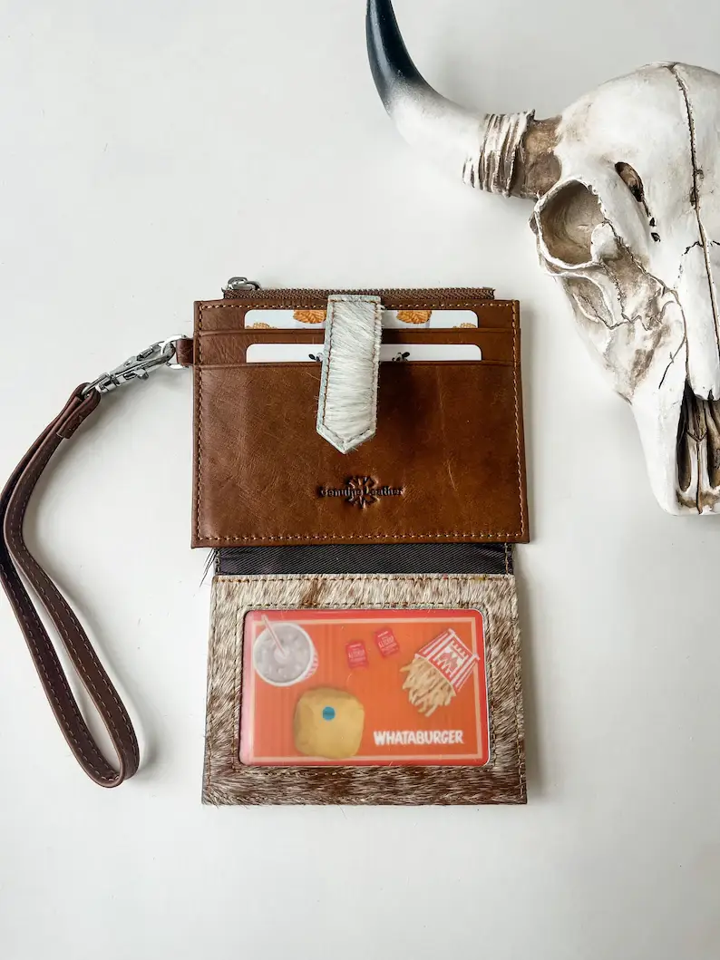 Boho Ranch Shop - Wholesale Wristlet - Dakota Wristlet Wallet - Western Cowhide Leather Credit Card3