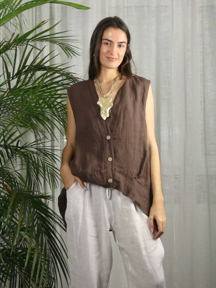Linen & More - Wholesale Blouse – Women’s - REF 83679 SLEEVELESS BLOUSE 100% LINEN4