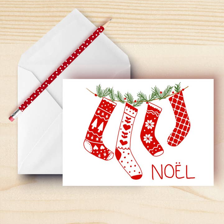 Kerst kousen wenskaart voor wholesale door Kathrin Legg