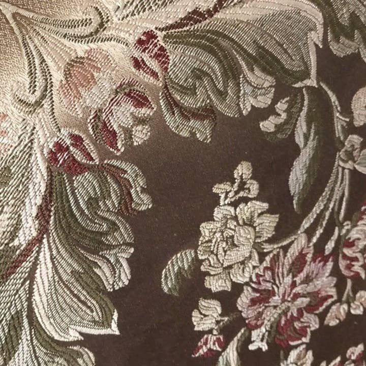 Fancy Styles Fabric - Wholesale Fabric - SWATCH Princess Holly Designer Brocade Jacquard Satin Fabric- Antique Floral Rose Gold3