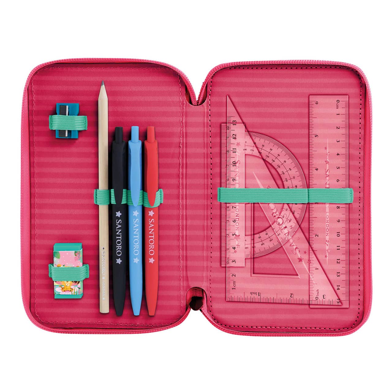 Santoro London – wholesale Pencil case/pouch – Bangoberry - Triple Filled Pencil Case - Tiggy Tiger4