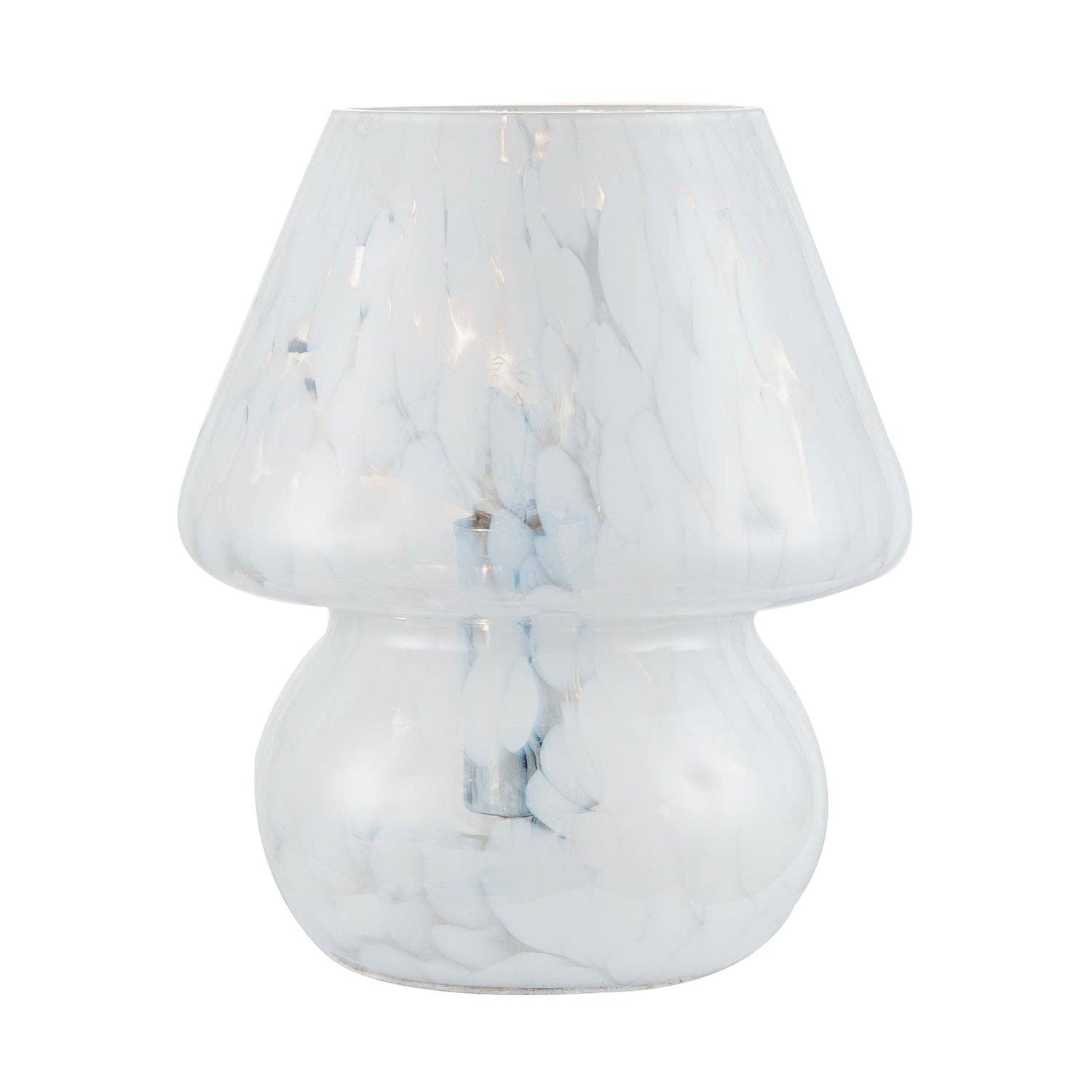Happy Homewares – wholesale Accent/desk lamp – Modern Designer Mushroom Glass Table Lamp in White Snowflake Pattern4