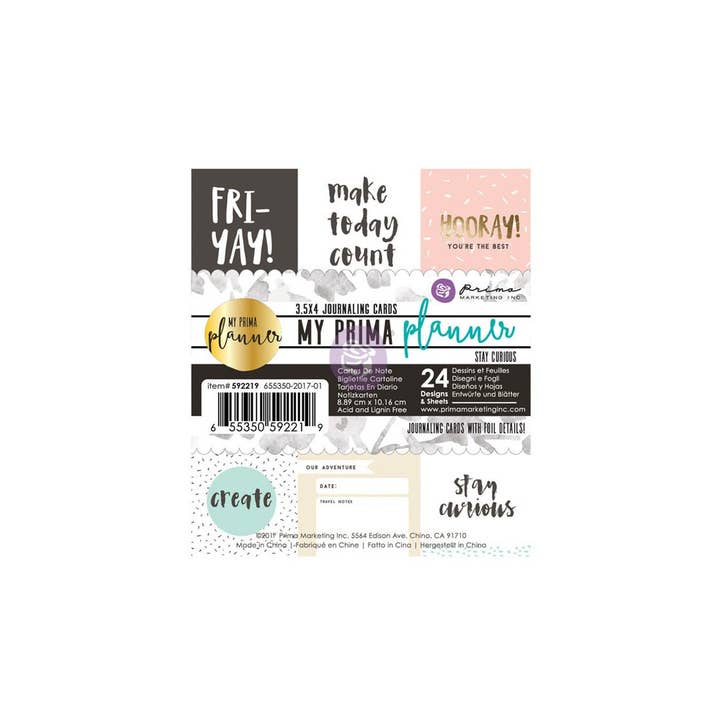 Prima Marketing Inc - Venta al por mayor Agendas - Las tarjetas de diario con adornos de My Prima Planner mantienen la curiosidad