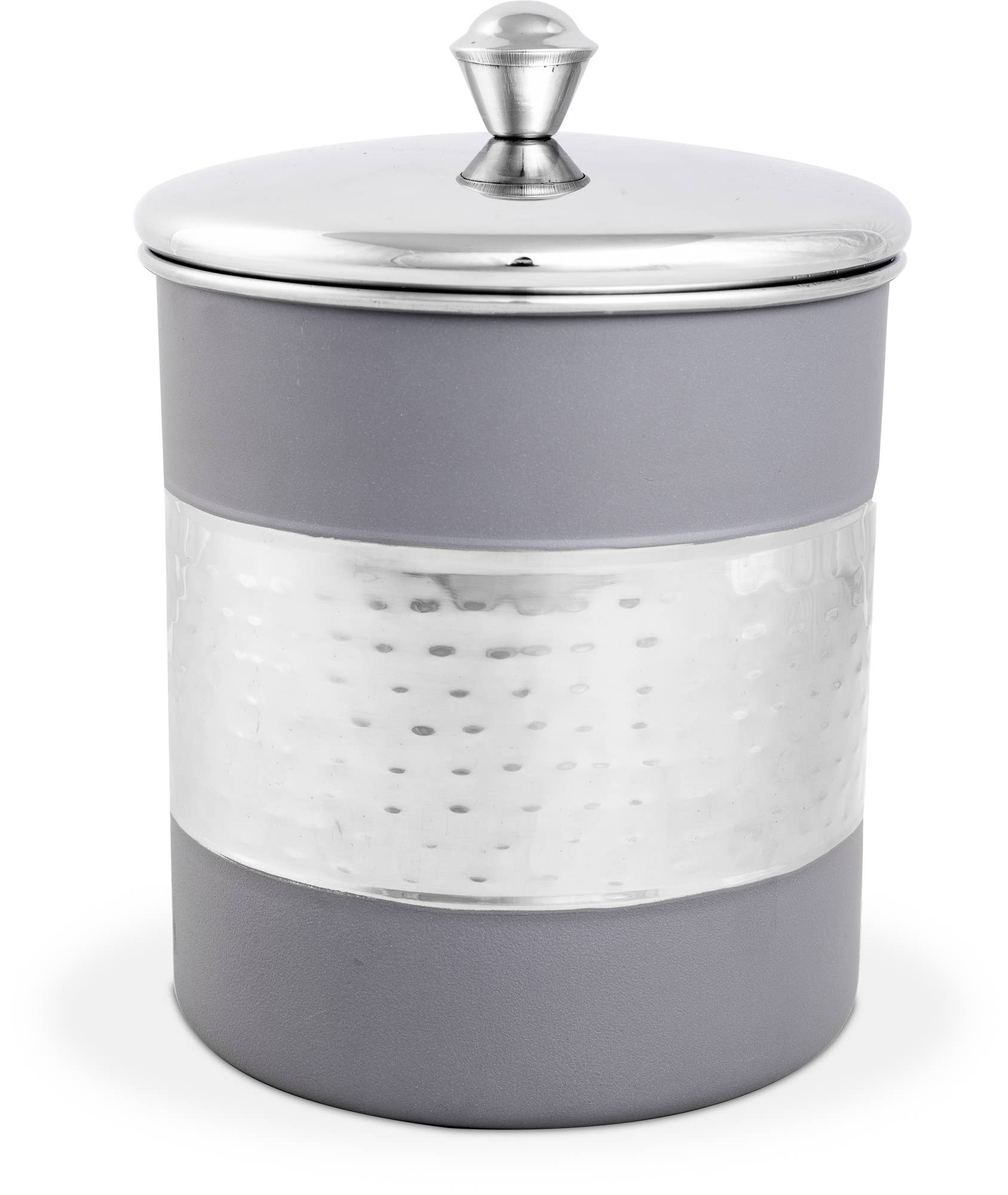 Lexi Home - Wholesale Canister Set - 3-Piece Nested Gray & Stainless Steel Hammered Canister Set4