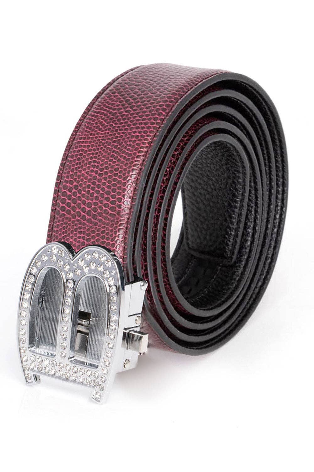 BARABAS – wholesale Belt – Men's – Men's Rhinestone B Letter Buckle Leather Belt BK8105