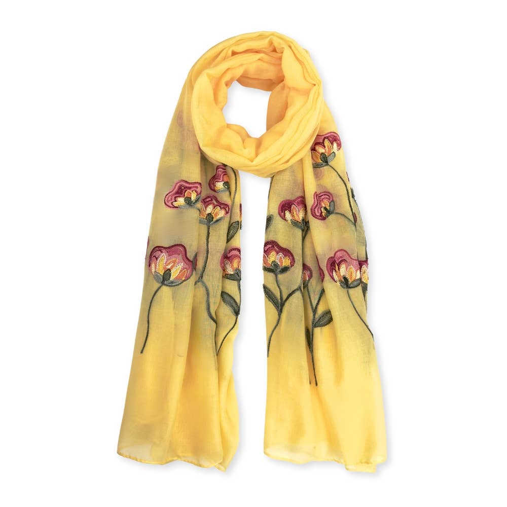 Humble Hilo – Engroshandel Tørklæde - Dame – Humble Hilo Broderet tørklæde/sjal med blomster37