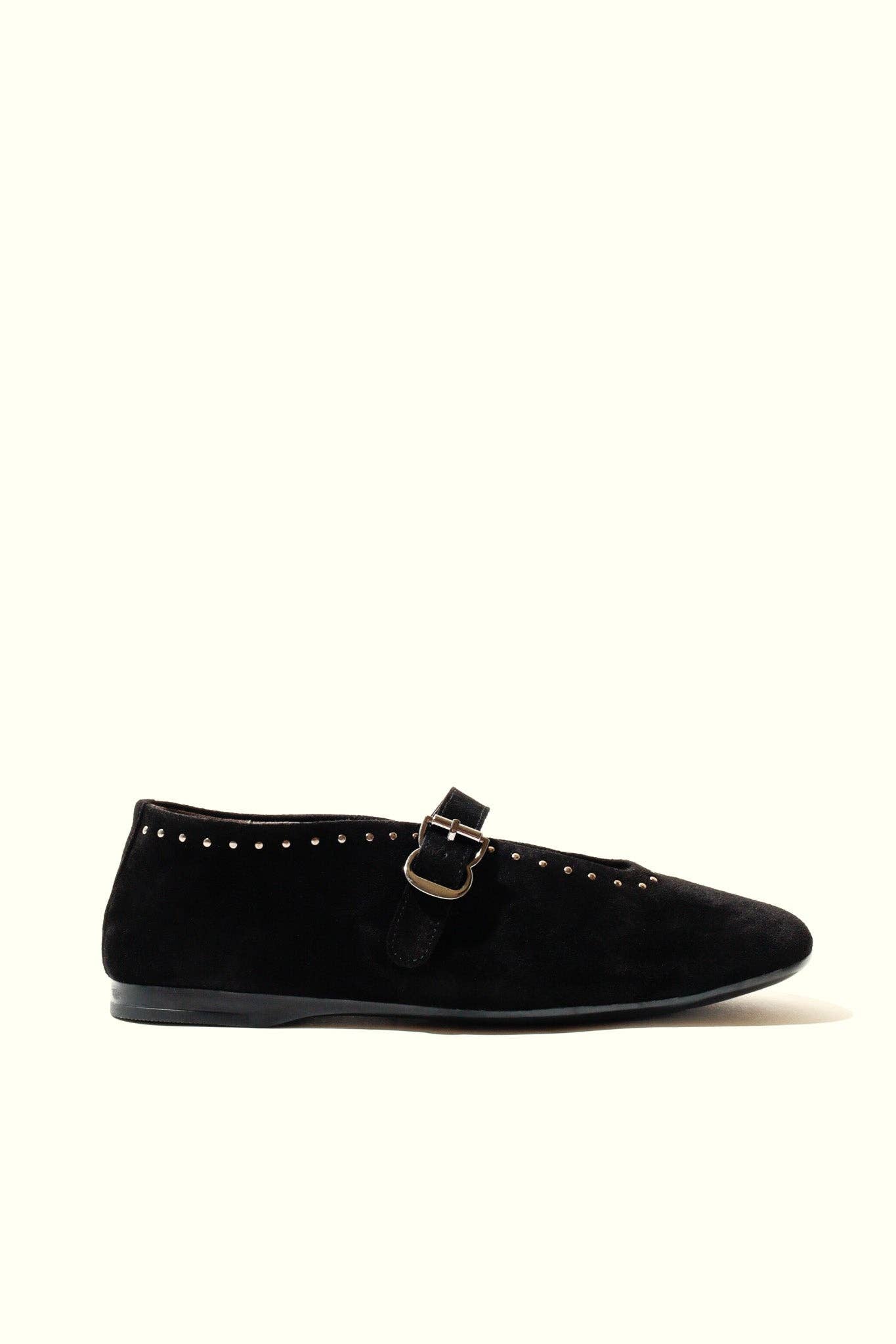 KMB Shoes - Wholesale Flats - Women's - MERCHE BLACK – Studded Ballet Flats1