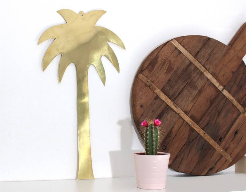 Mikwi – Engroshandel 3D-vægkunst – Vægsdekoration i palmeform af gyldent messing9