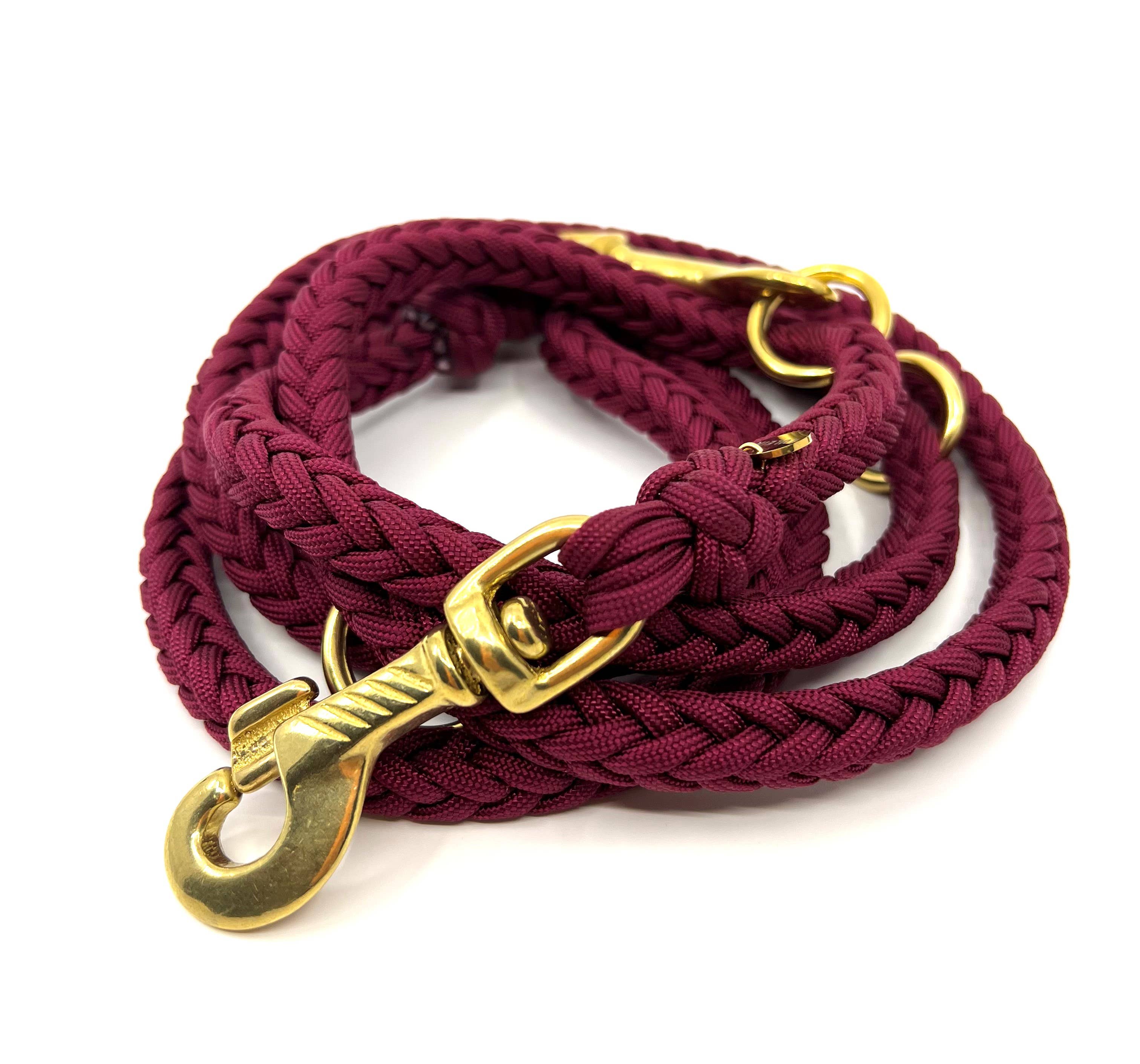 Lulein - Wholesale Hondenriem - Hond - Fishbone bordeaux 3-weg verstelbare paracord hondenriem3