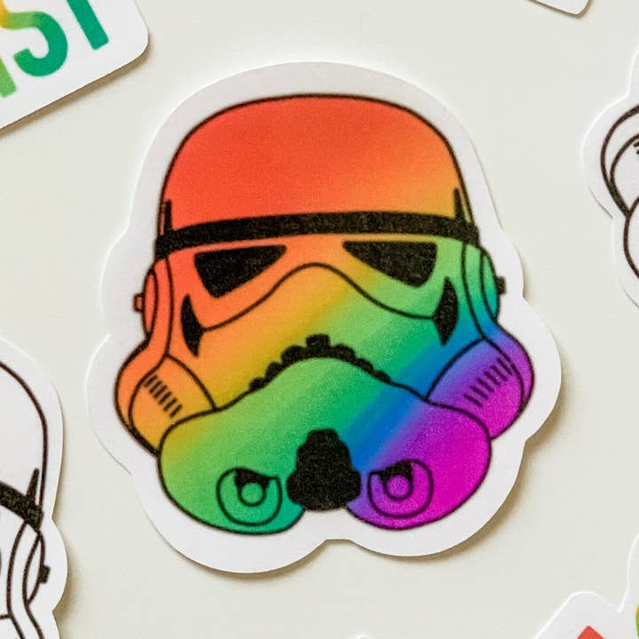 Rainbow Stormtrooper Sticker for wholesale by Dazzling Daffodil Designs