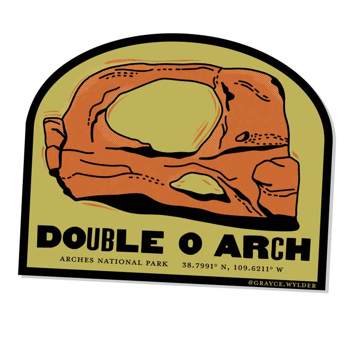 Double O Arch Sticker | Arches National Park for wholesale by Grayce Wylder Creative Co