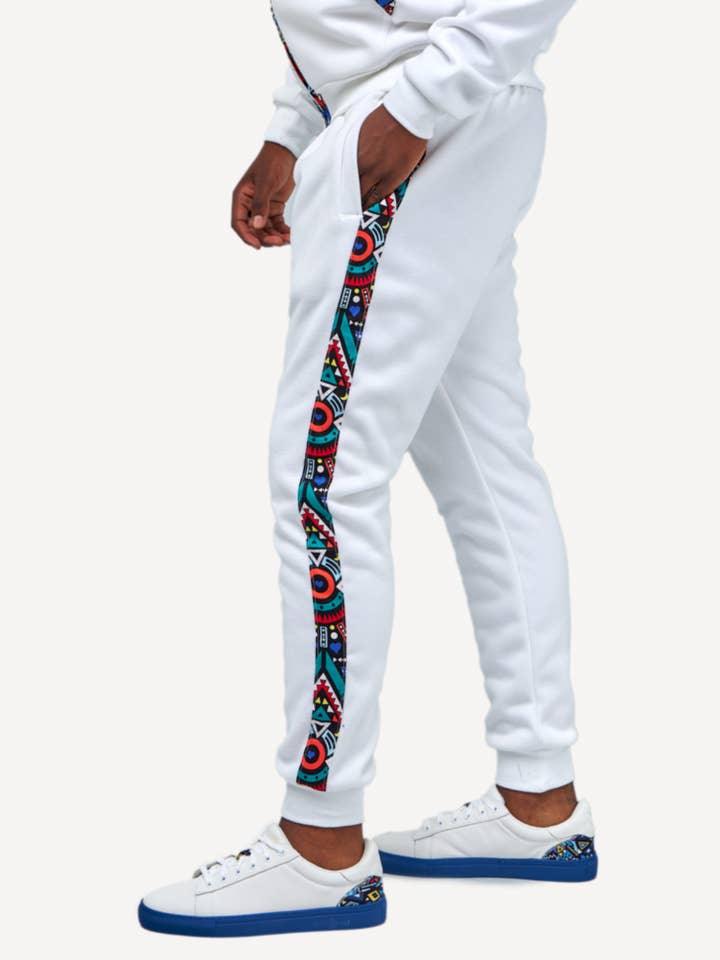 Kali Sweats: Pants - White with Blue Tribal for wholesale by Kitu Kali