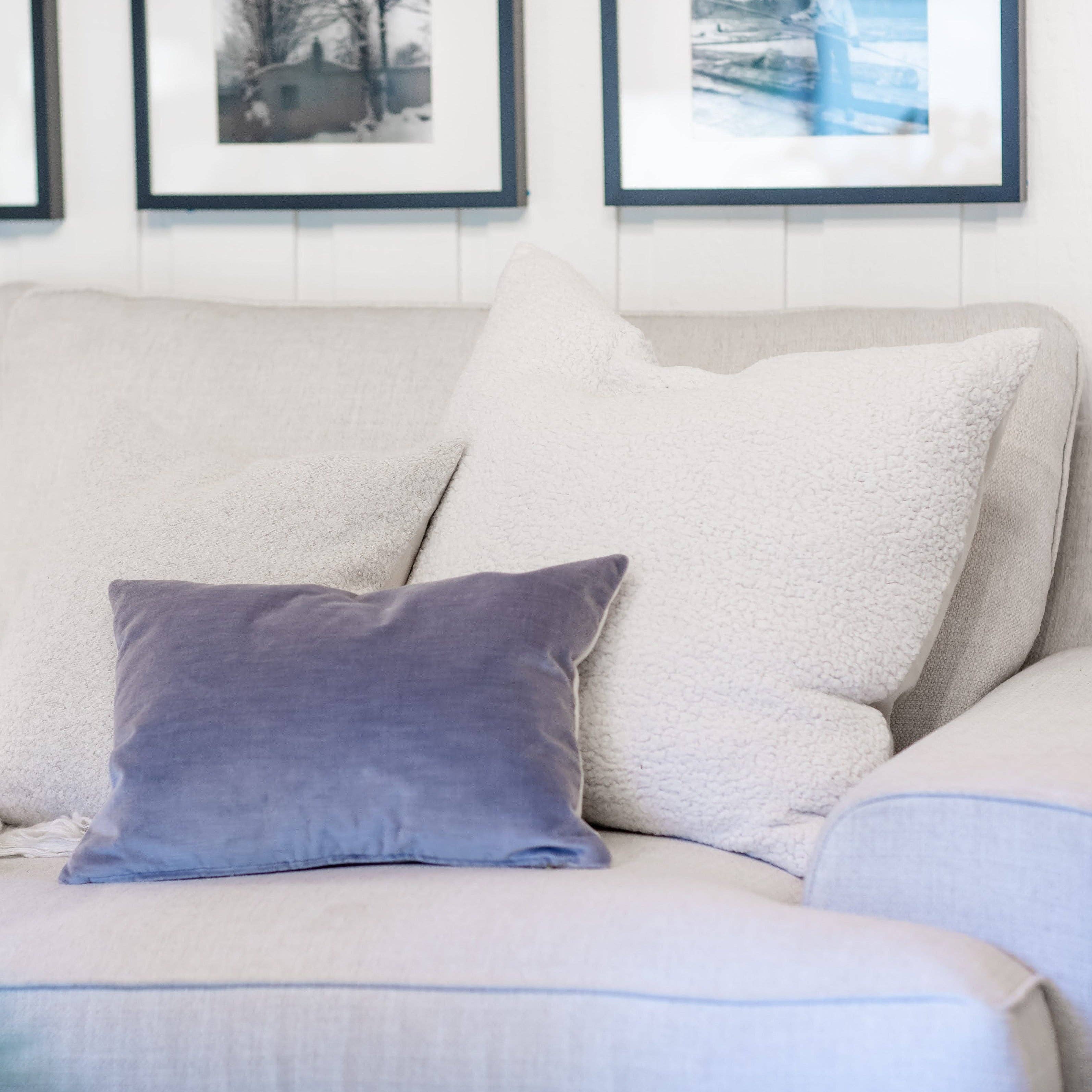 Linen & Ivory - Wholesale Throw Pillow Cover - HAYDEN || Velvet Striped Pillow Cover // Misty Blue6