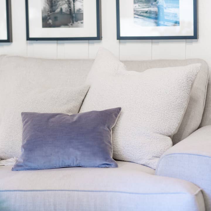 Linen & Ivory - Wholesale Throw Pillow Cover - HAYDEN || Velvet Striped Pillow Cover // Misty Blue6