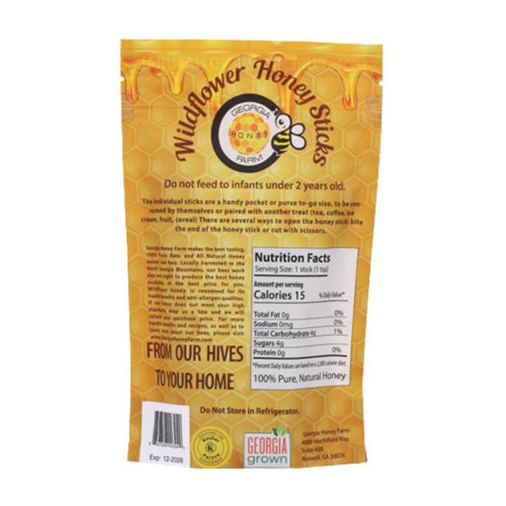 Georgia Honey Farm - Wholesale Honey - Wildflower Honey Sticks (1 lb)1