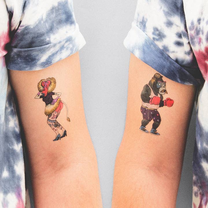 Tatuaggio The Pinup & The Boxer (confezione da 2) per la vendita all'ingrosso da parte di Tattoonie