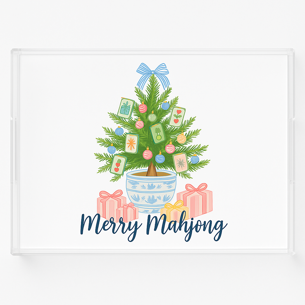 Thomas and Lee Company - Wholesale Decorative Tray - Merry Mahjong Acrylic Tray – Holiday Chinoiserie Collection2