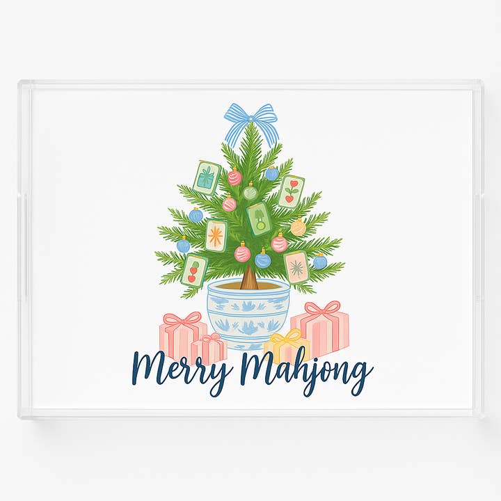 Thomas and Lee Company - Wholesale Decorative Tray - Merry Mahjong Acrylic Tray – Holiday Chinoiserie Collection2