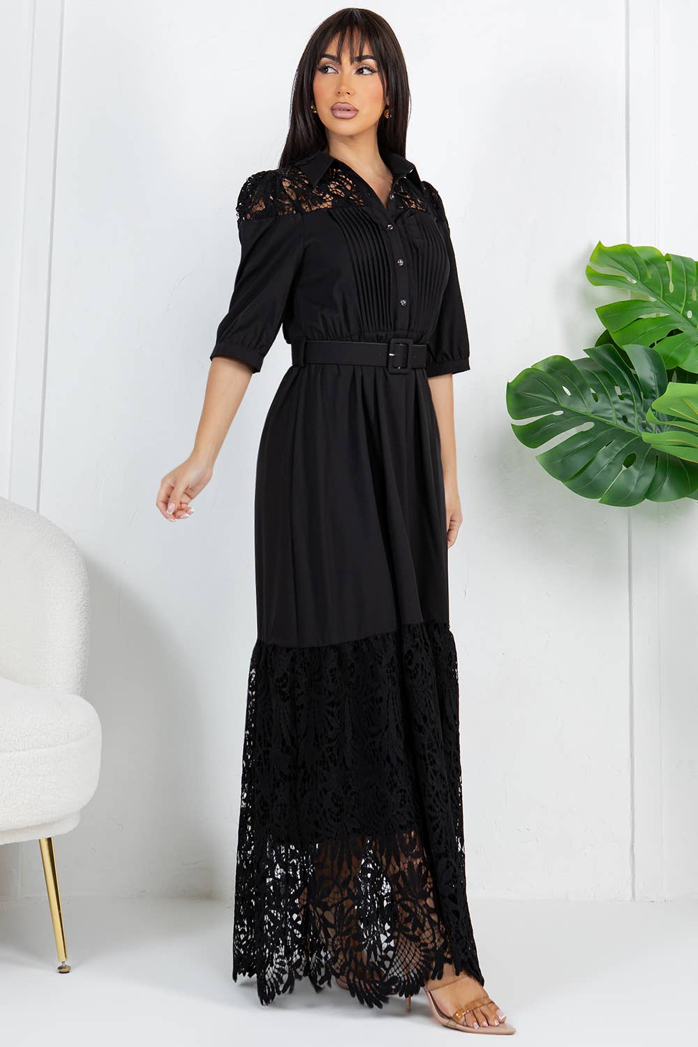 Fashion Space - Vendita all'ingrosso Vestito - Donna - Abito lungo elegante a maglia unita da donna3