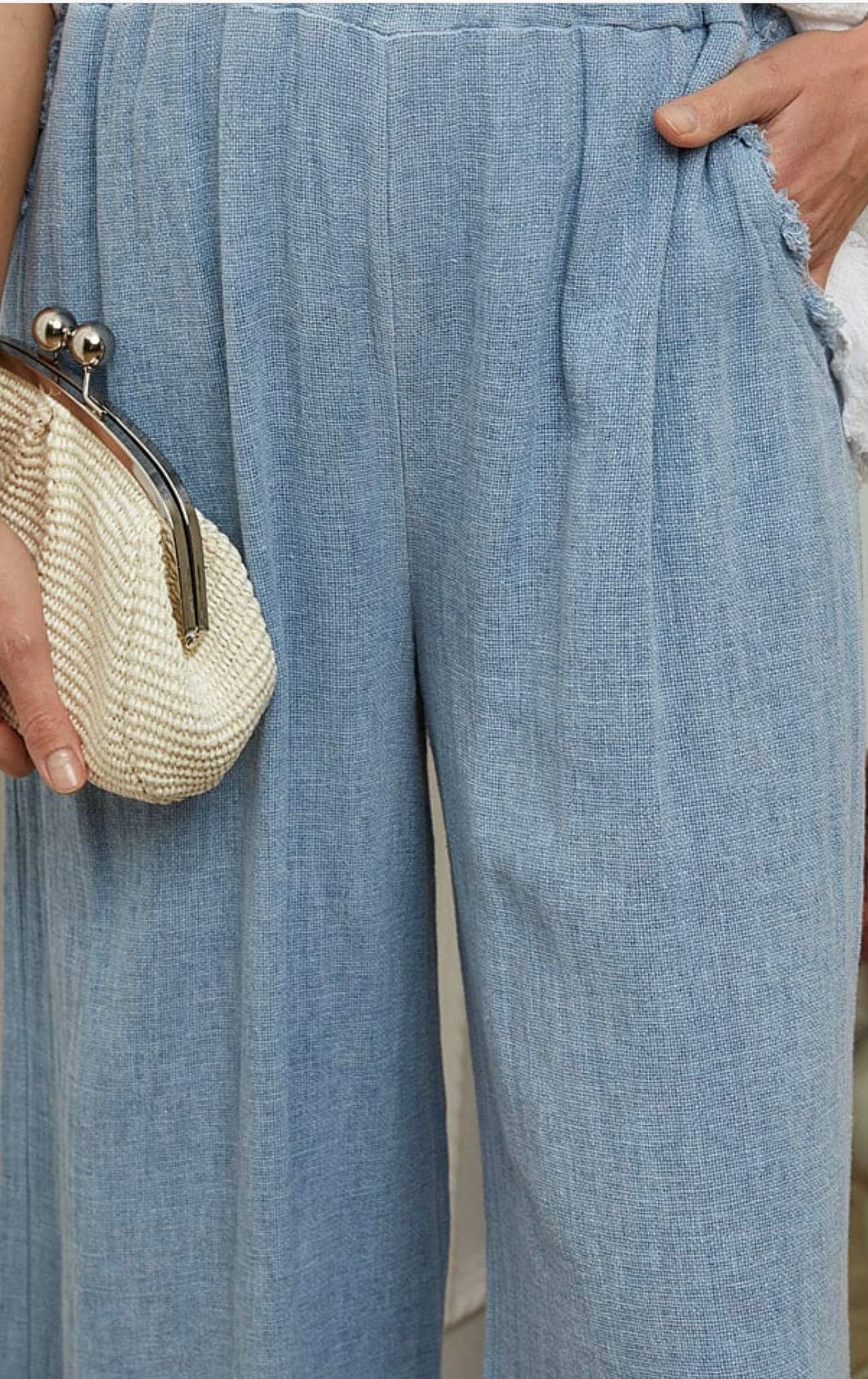 LÉA & LUC – Calças - Mulher por atacado – Calças em 50% Linho 50% Algodão REF. 933913