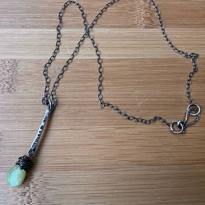 Stick Drop Recycled Metal and Gemstone Necklace for wholesale by Jen Burrall Designs