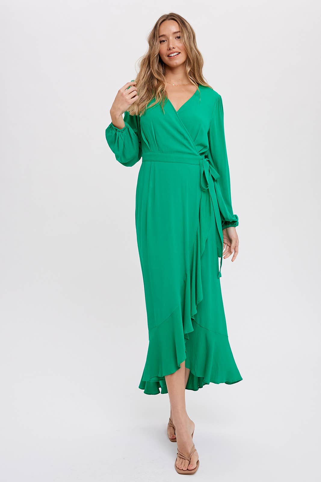 Bluivy – wholesale Dress – Women's – RUFFLE HEM MAXI WRAP DRESS11