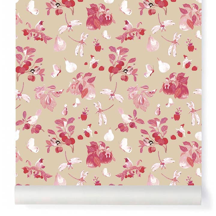 GARDEN PARTY Tapete Himbeerfarbe für den Großhandel von Little Cabari