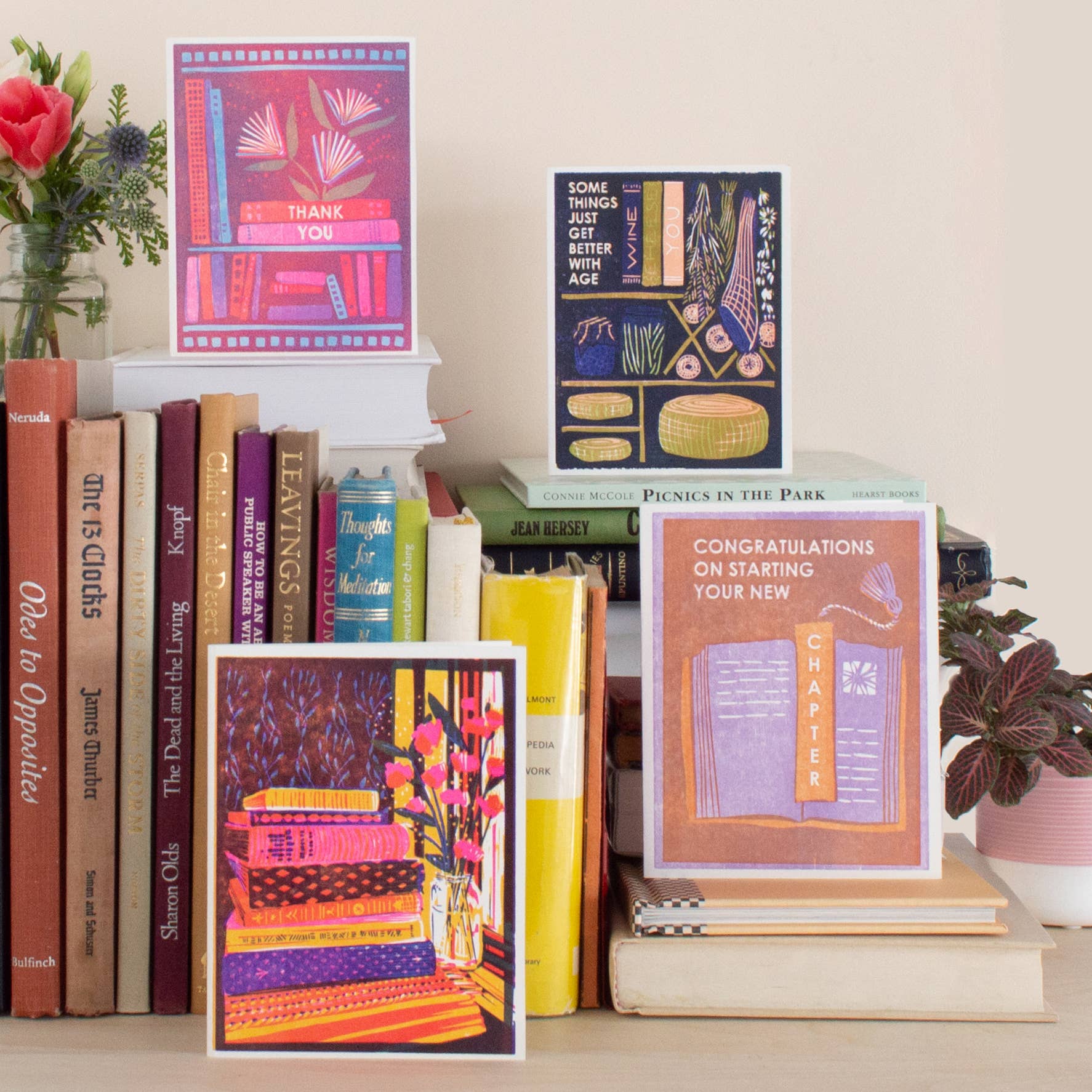 Heartell Press - Wholesale Everyday Greeting Card - Still Life with Books and Flowers Everyday Inspiration Card3