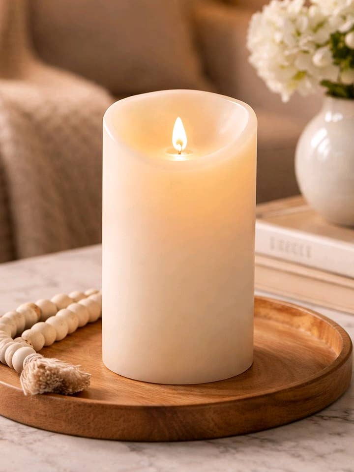 Cream Non Drip Moving Flame LED Candle 3in by 6in for wholesale by Wholesale Home Decor