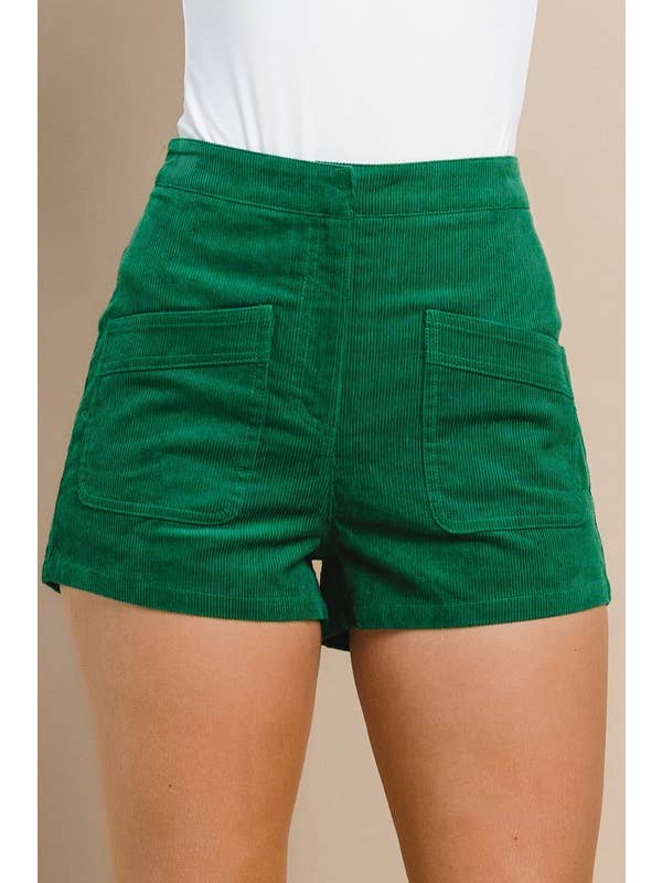 KELLY GREEN CP9882-Corduroy Shorts for wholesale on Faire