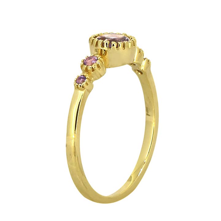 Tiramisu – Großhandel Verlobungsringe – Versilberter 14K Gold Lila Amethyst Edelstein Versprechensring1