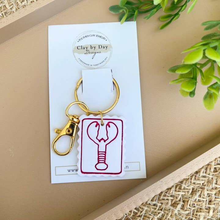 Clay by Day Designs - Wholesale Keychain - Women's - Lobster Keychain, Maritimes, Nova Scotia - Polymer Clay 1